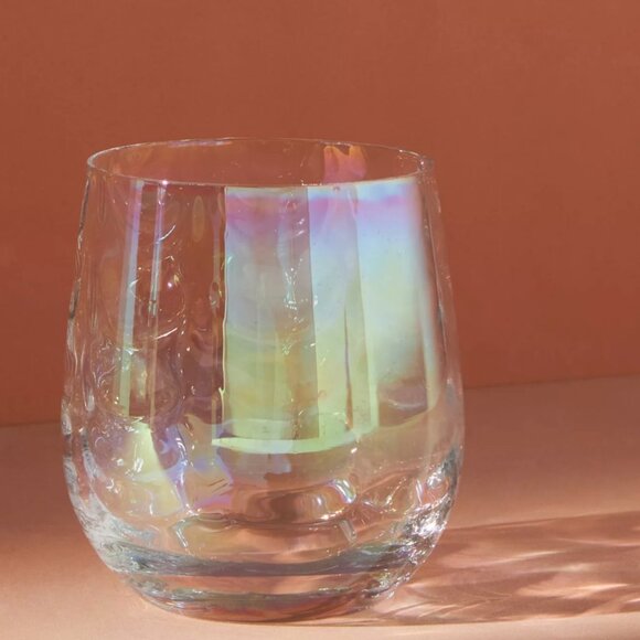 Anthropologie Iridescent Stemless Wine Glasses, Set of 6 - Picture 1 of 3